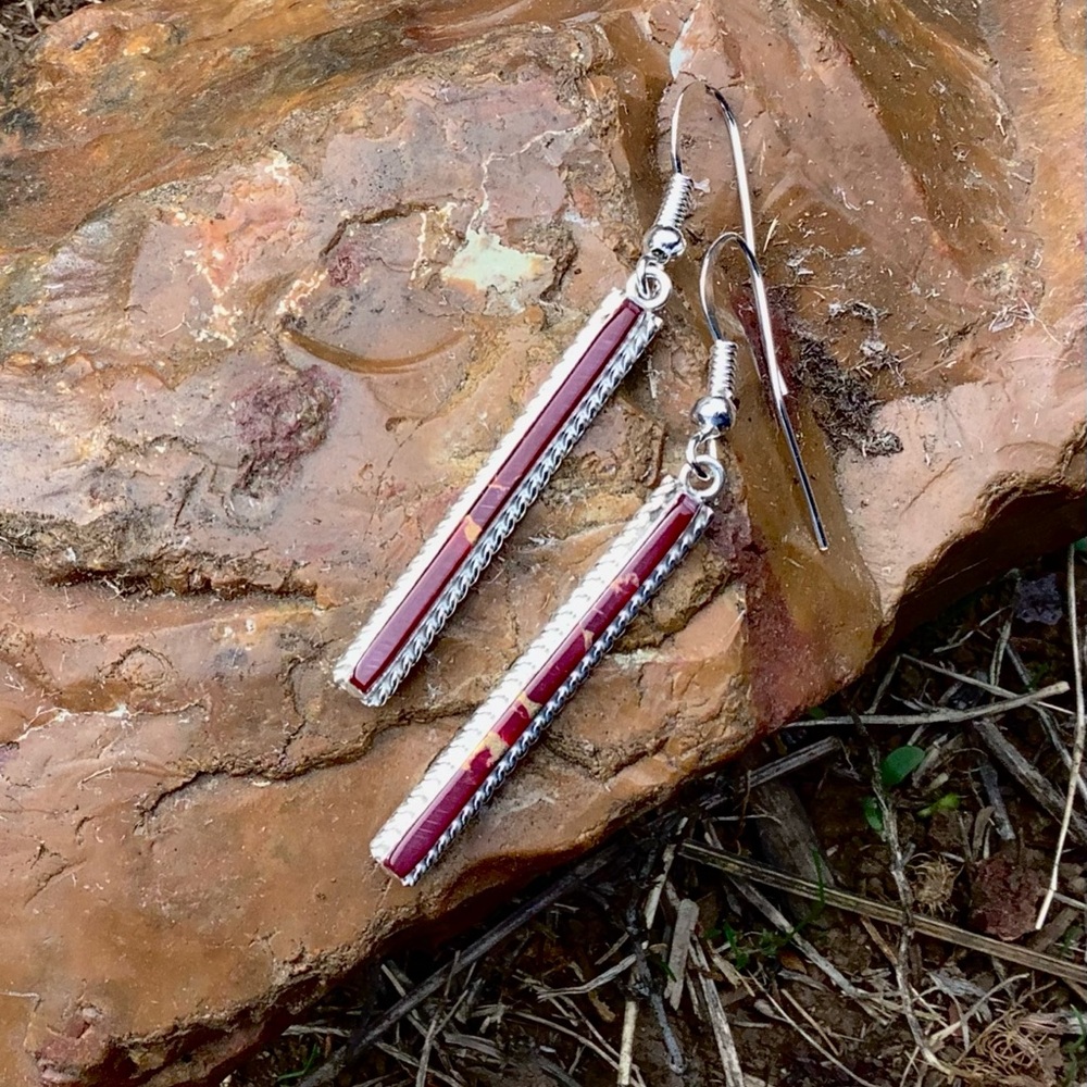 Red Jasper Sterling Earrings Navajo